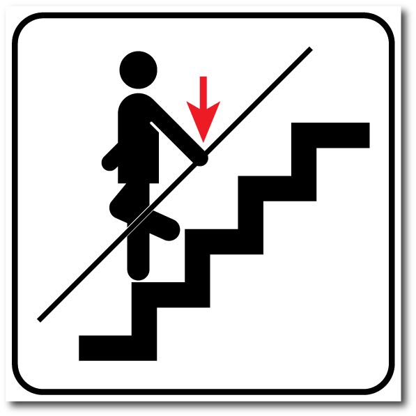 При движении на лестнице держитесь за перила