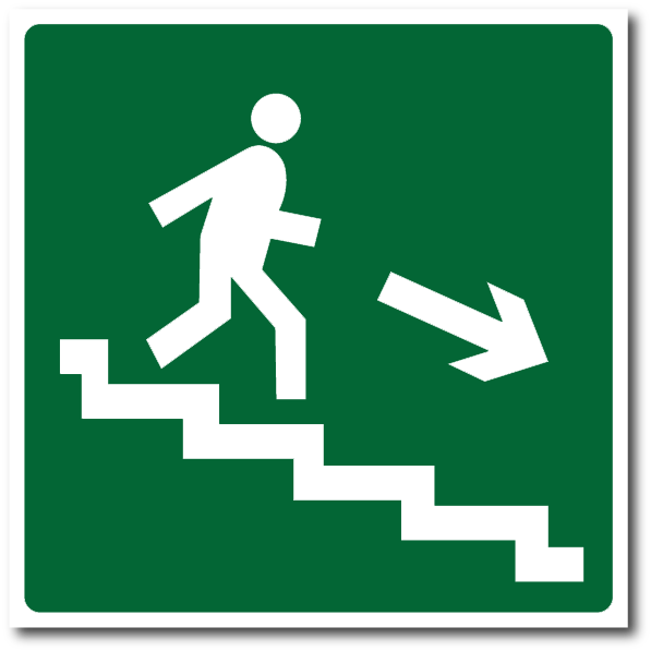 К выходу по лестнице вниз